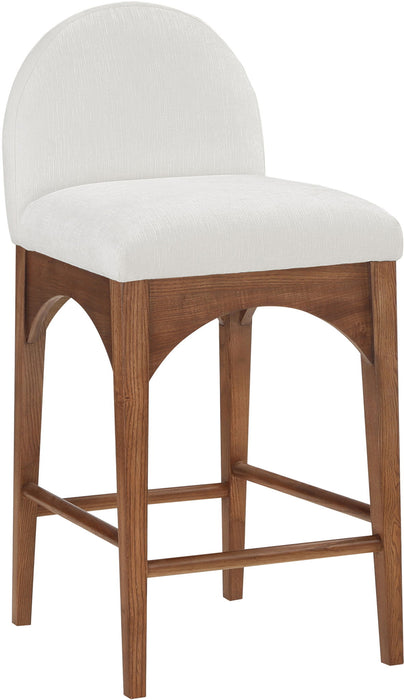 Waldorf - Chenille Stool With Brown Legs