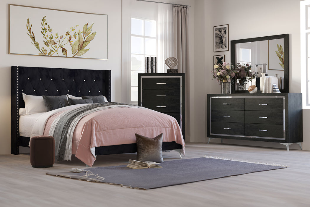 Huxley - 6/0 Western King 4 Piece Bedroom Set (Bed, Dresser, Mirror, Chest) - Black