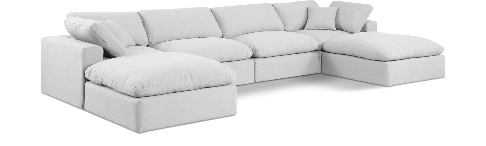 Comfy - 6 Piece Linen Modular Double Chaise Sectional