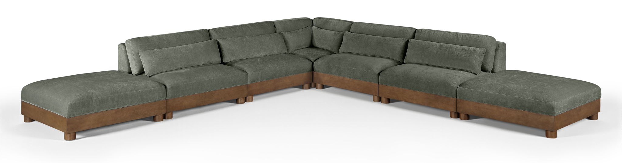 Turin - Chenille Fabric Upholstered Modular Sectional - Green