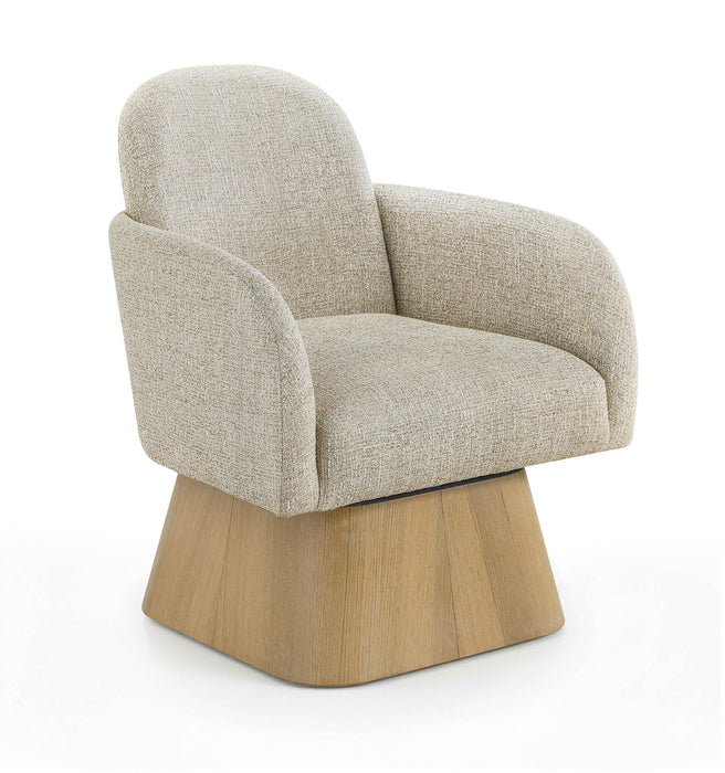 Marlowe - Linen Textured Fabric Upholstered Swivel Accent Chair - Stained Natural