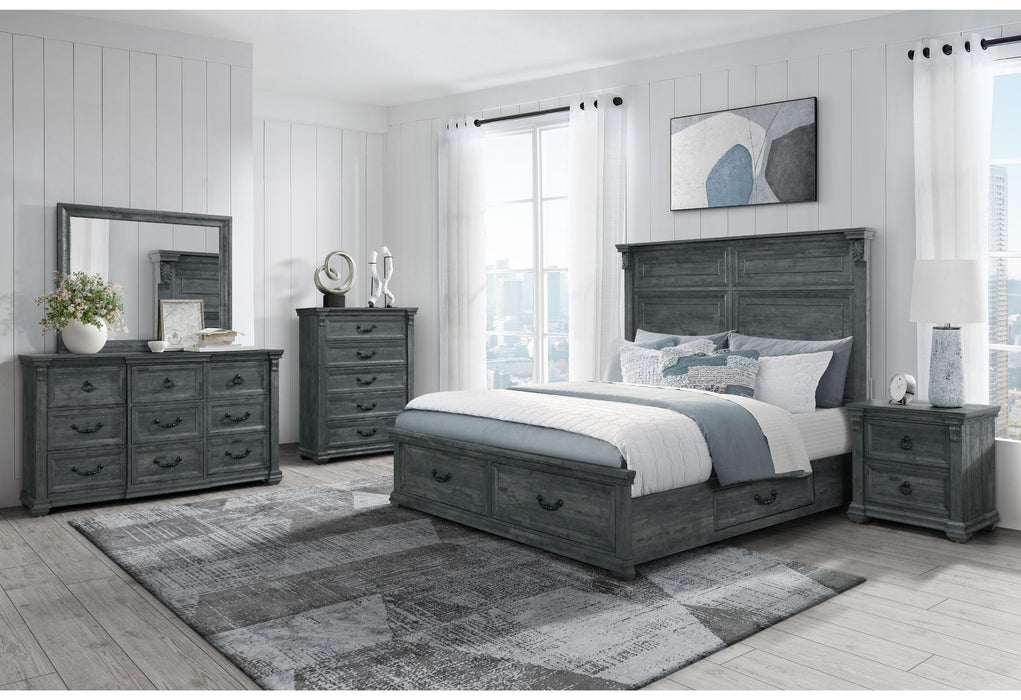 Tatum - 5 Piece King Bedroom Set With Storage - Dark Gray