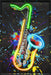Neon Jazz Splash - 25" x 37" Framed Wall Art - Black - Albert's Furniture (Wayne, MI)
