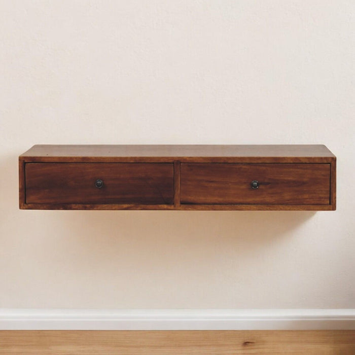 Lunar - 2 Drawer Wall Mounted Console - Brown